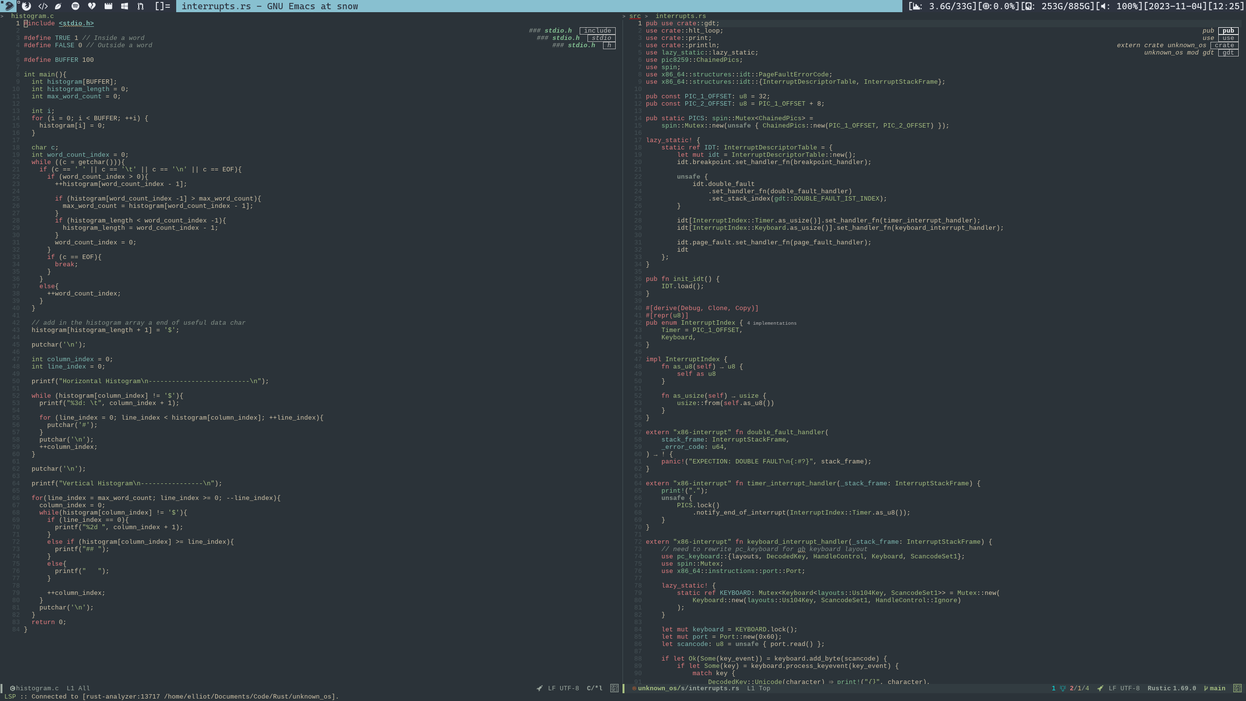 emacs writing code